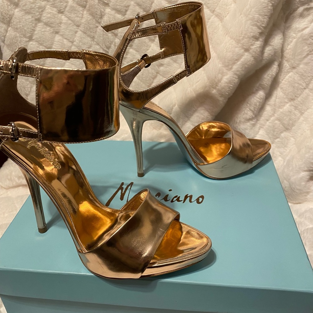 Marciano Rose Gold heels with ankle detail in original box. Looks nearly new.
